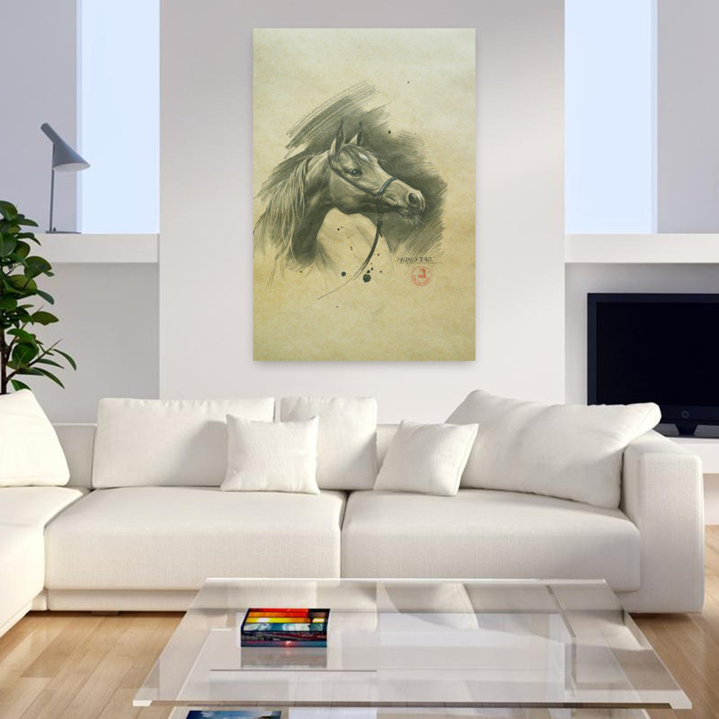 «Spiried Horse Portrait», art mural rétro élégant et classique, 48" H x 32" W