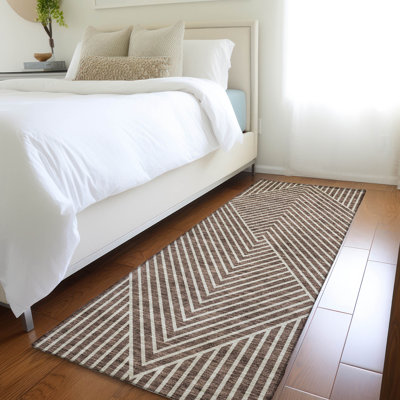 Tapis brun Prisco lavable à la machine de qualité supérieure