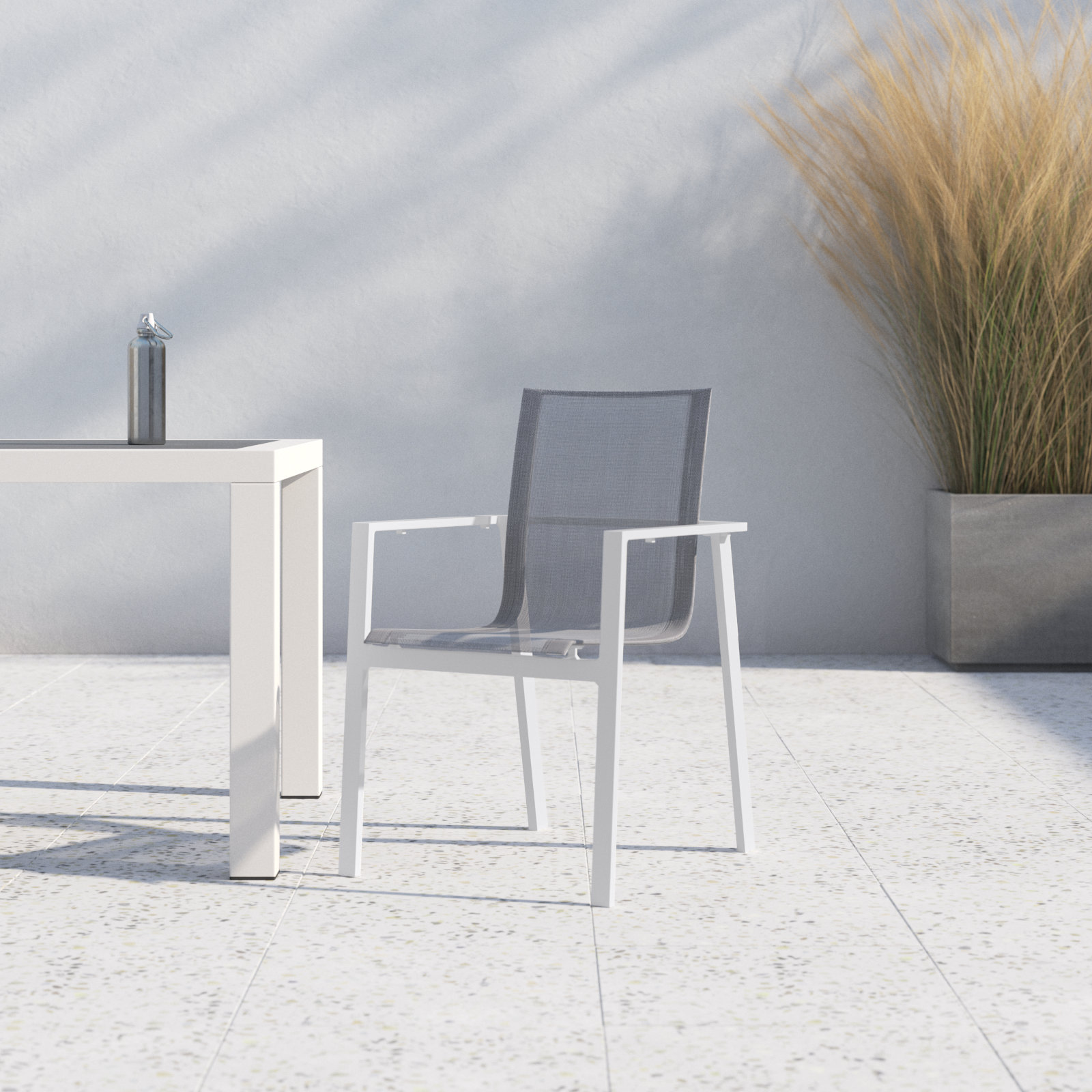 Placido Premium All-Weather Wicker Outdoor Stacking Dining Armchair, Slate, Driftwood