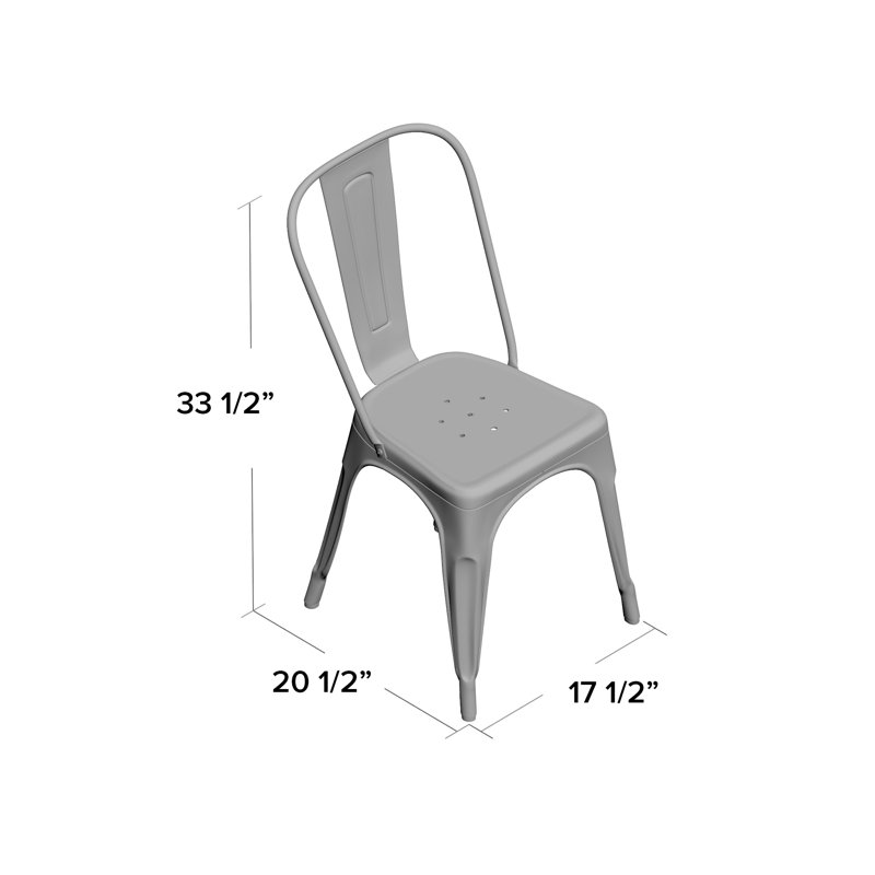 Nesbit 17.5'' H Metal Stacking Side Chair, Frosted Black