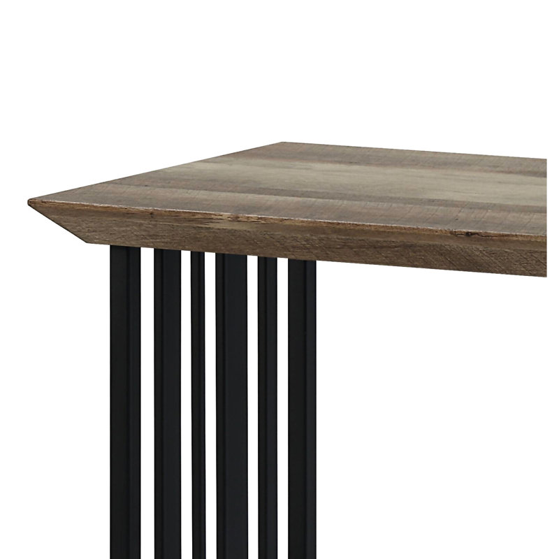 Élégante table de décoration intérieure, chêne antique et noir, métal et bois composite, structure en bois stable de finition noire de surface de maison de 50 mm d'épaisseur, plateau enchanteur
