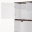 Lit escamotable Queen avec armoire de rangement, casier à vin, porte-verres, tiroirs et bande DEL multicolores, blanc