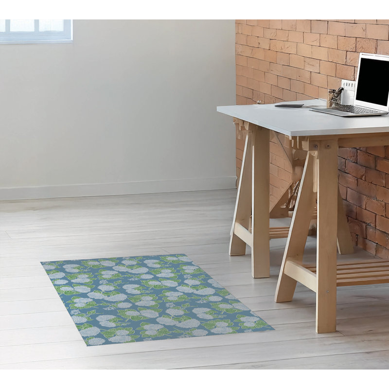 Tapis de bureau léger Hydrangea, L 36 po x P 60 po, Bleu denim