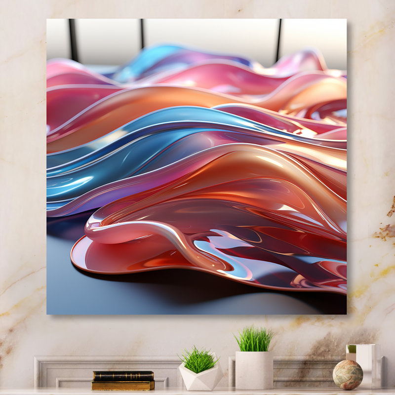 Purple And Blue Fractal Elegance II - Fractal Metal Wall Art Print, 16" H x 16" W