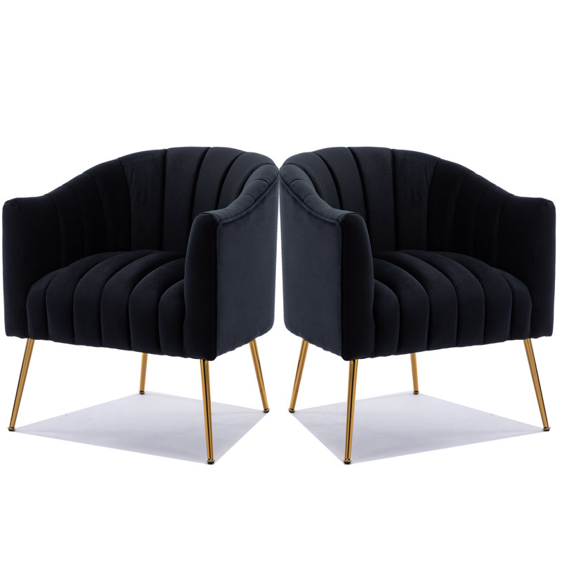 Murrow Velvet Accent Chair, 2, Black Velvet