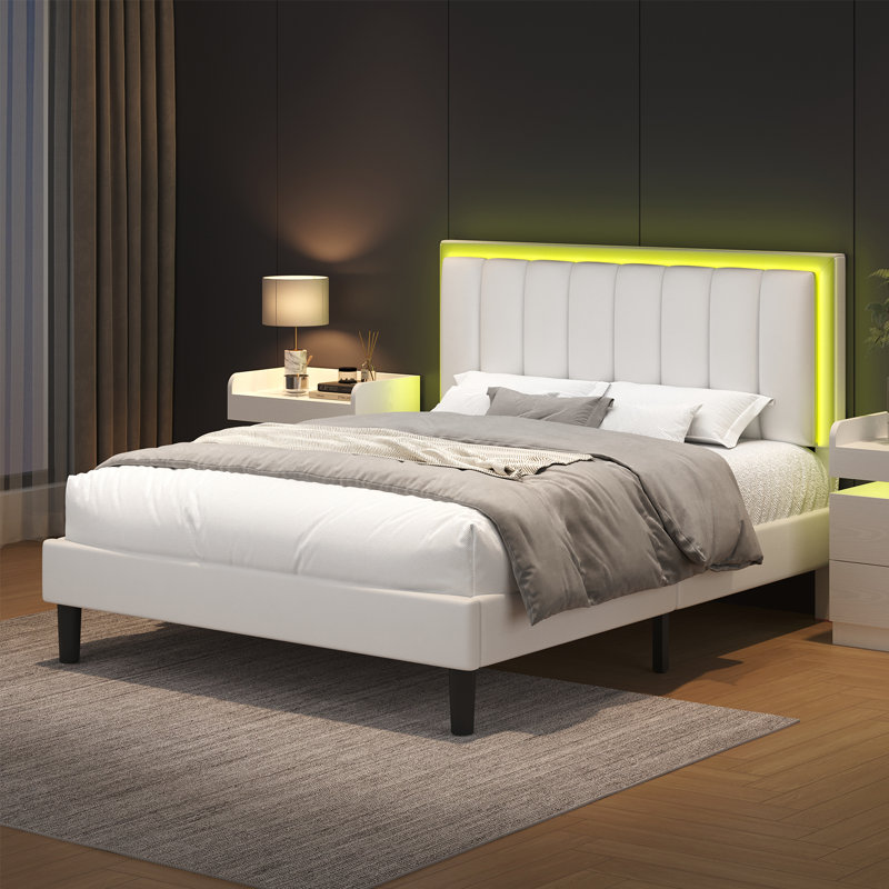 Upholstered Bed, 135x190, White