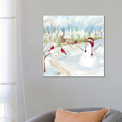 Snowman Christmas I 1 Piece Wrapped Canvas Painting