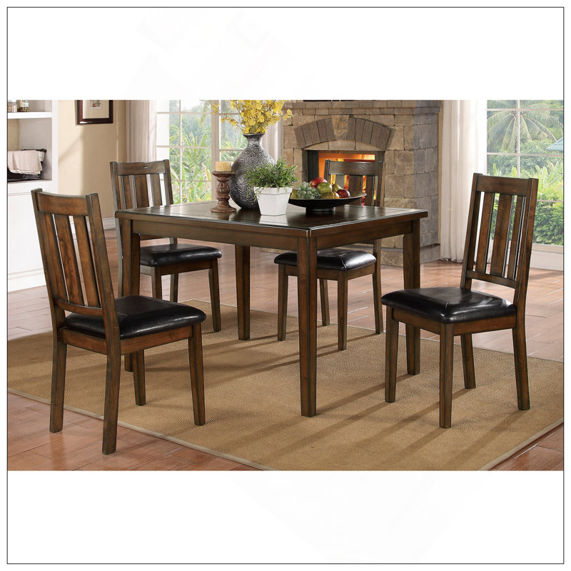 Ensemble de table de salle à manger à finition cerise foncée 5 pièces avec 4 chaises