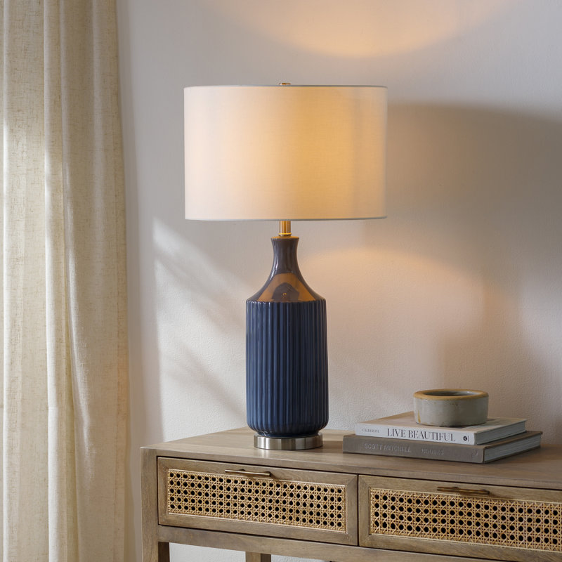 Waithman 31" Table Lamp, Blue/Silver