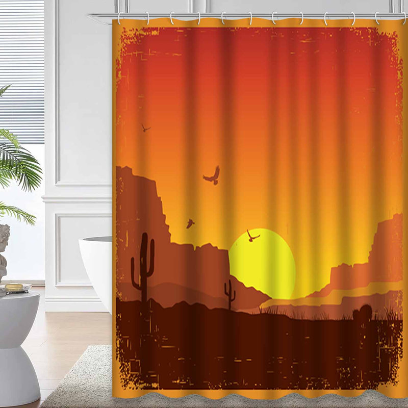 Rideau de douche avec 12 crochets American Wild West Desert Sunset, L 72 po x l 84 po