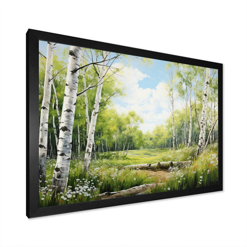 «Birch Woods Spring Awakening IV», reproduction sur toile, Cadre photo noir, H 34 po x l 44 po x P 1,5 po