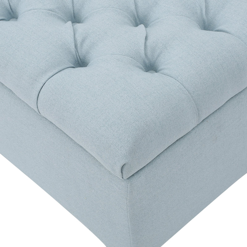Amalfi Upholstered Storage Bench, Light Sky Polyester, 17" H x 51" W x 17.5" D