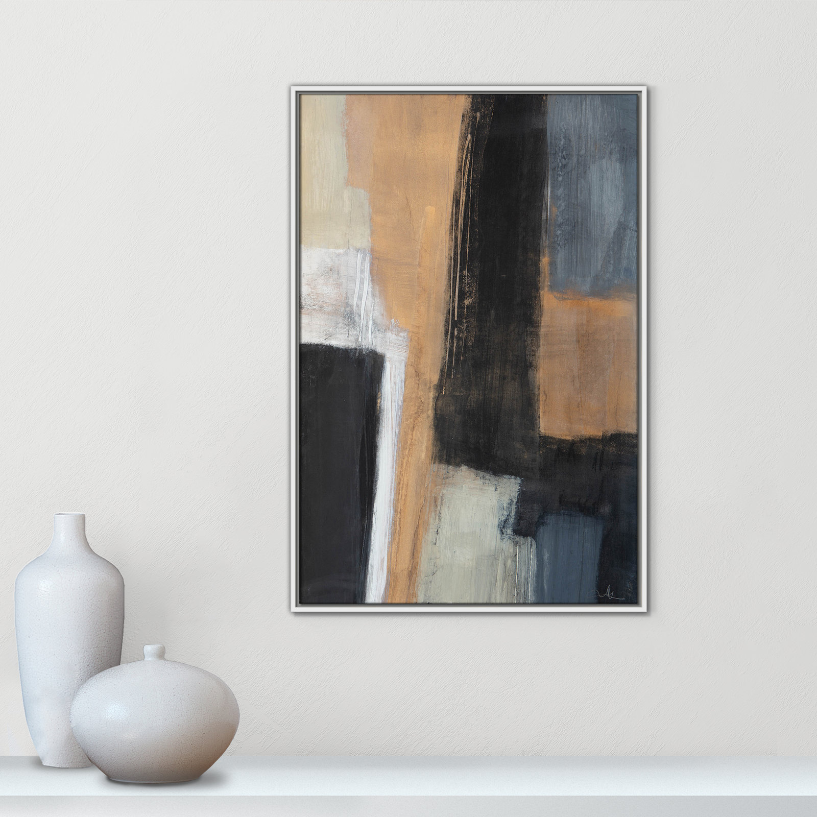 Calderon "Metallic Slate I" Print, 37.5" H x 25.5" W x 2" D, White