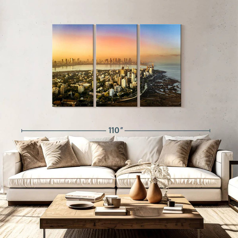 Sebbie Mumbai City Skyline Aerial, 48" H x 74" W