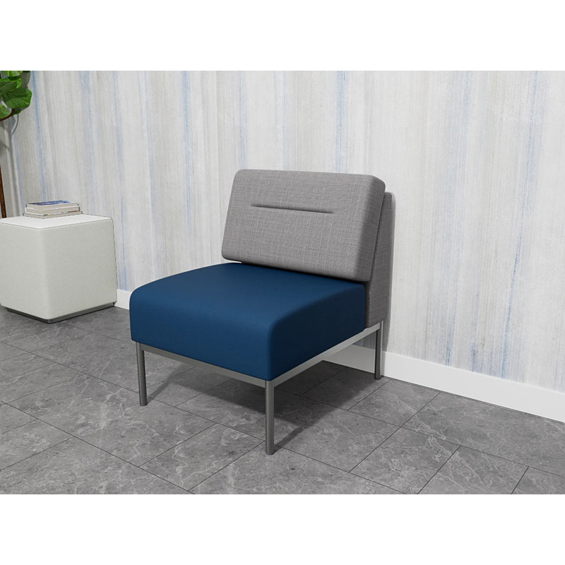 Chaise d'invité sans accoudoirs Darsey, Chambray gris; Patriot Plus Blue Ridge, Sans alimentation, Argent argent