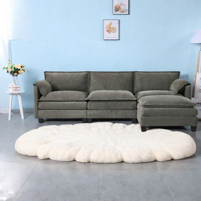 Modern L-shaped Sofas With Storage, Velvet Fabric For Living Room