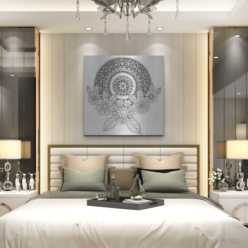 Bungalow Rose «Mandala Crest» par Hello Angel, art mural en métal, H 36 po x l 36 po