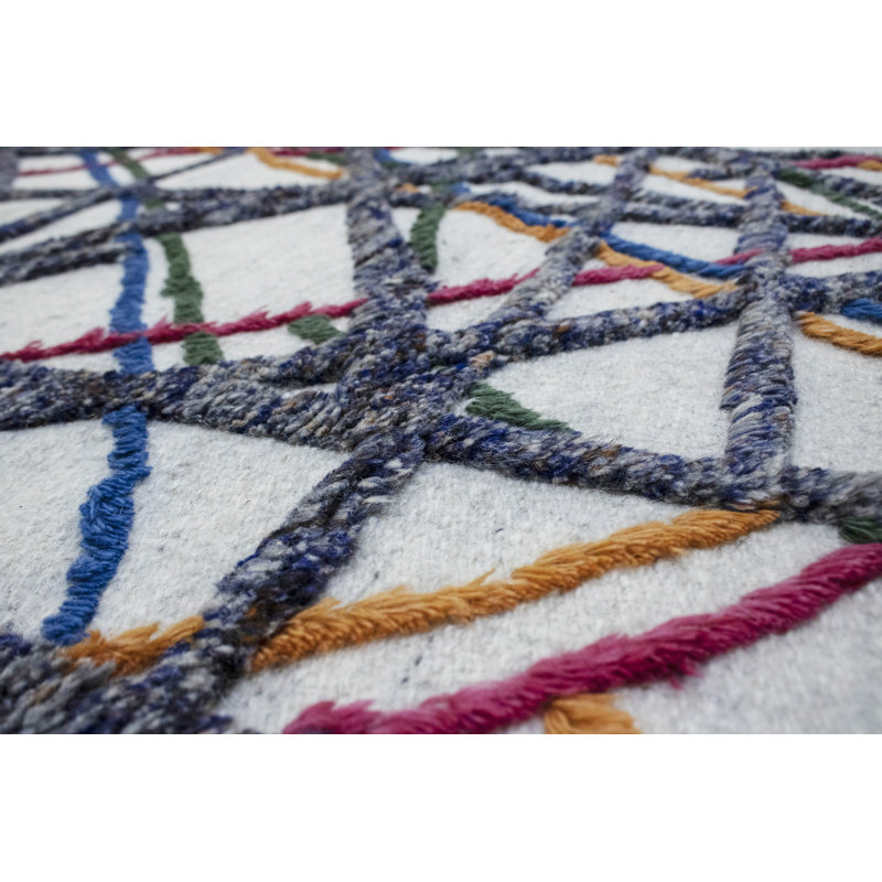 Tapis marocain en laine noué à la main de conception unique 4 pi x 6 pi Carshalt