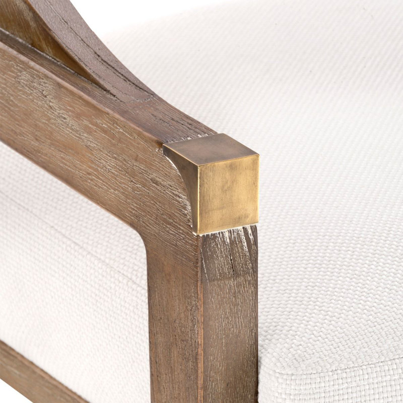 Edward Upholstered Stool with Solid Wood Frame, Brown