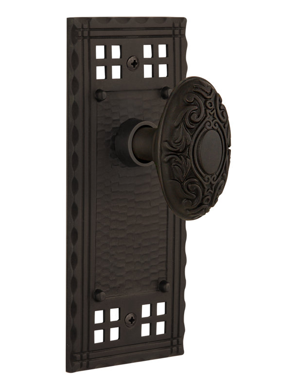Craftsman Plate with Victorian Door Knob, Oil-Rubbed Bronze, 2.75"