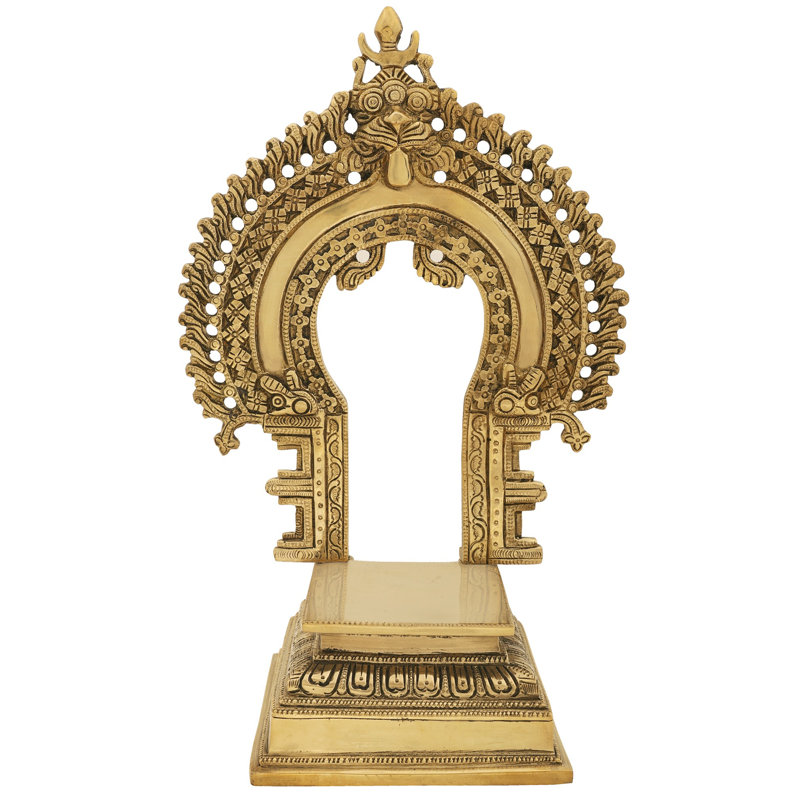 Trône de divinité fine avec Kirtimukha Prabhavali en laiton | Fabriqué en Inde 