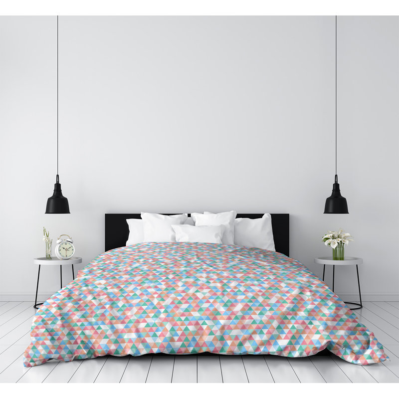 Housse de couette Katelyn Elizabeth, Housse de couette pour très grand lit, Rouge / vert / bleu ciel, Tissu brossé
