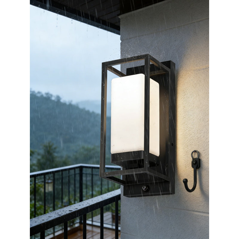 Outdoor Wall Light With Dusk To Dawn Sensor, Waterproof Exterior Lighting Fixture, Includes 3000K LED Bulb, Modern Black Sconce For Porch, Garage And Entryway