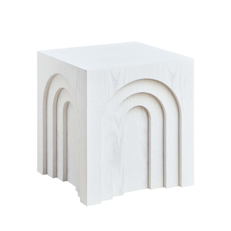 Table d'appoint carrée 15,74 po, Blanc