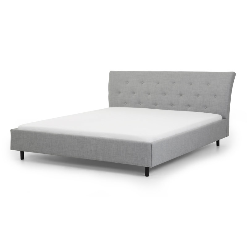 Maliyah Upholstered Bed, Grey, European Kingsize (160 x 200 cm)