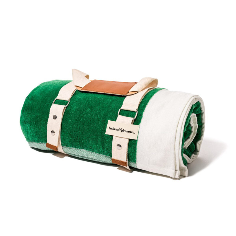 Beach Blanket, Green/White