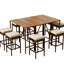 Table d'extérieur en bois et huit tabourets avec pieds antidérapants et conception pliable