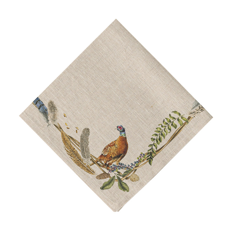 Autumn Forest Animals Linen Napkin with Fall Motif