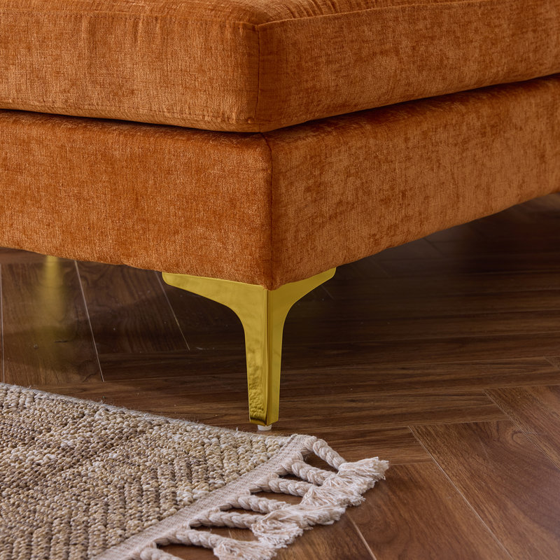 Trego Upholstered U-Shaped Sectional Symmetrical, Orange Chenille