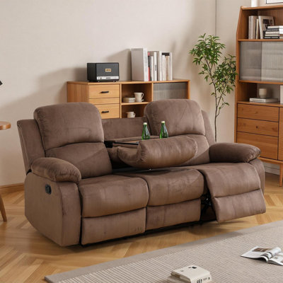 Brown Pineapple Velvet 3 Seat Recliner Sofa