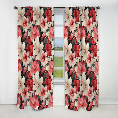 Hibiscus Romance Tropical Pattern - Floral Curtain - Blackout Floral Curtain - 1 Panels