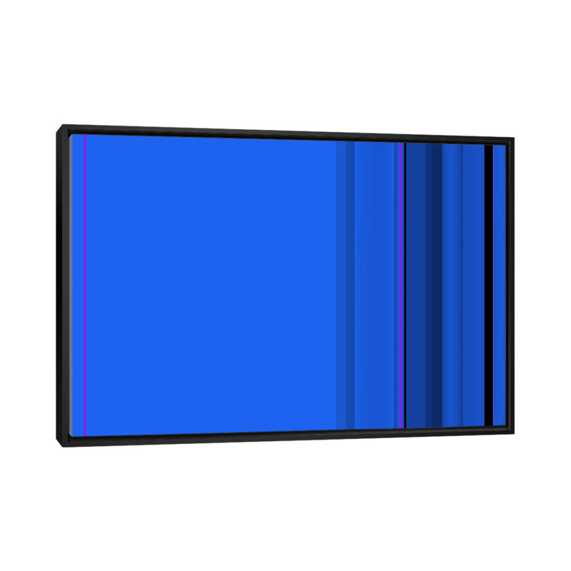 Art sur toile rayée bleu véritable, H 18 po x l 26 po x P 1,5 po, Toile avec cadre noir