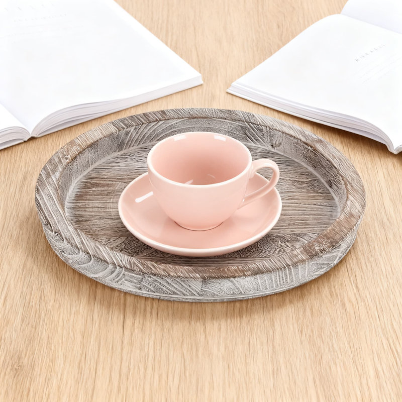 Rustic Wooden Tray Candle Holder, Farmhouse Decorative Plate For Pillar Candles, Kitchen Countertop, Coffee Table, And Wedding Centerpiece Organizer