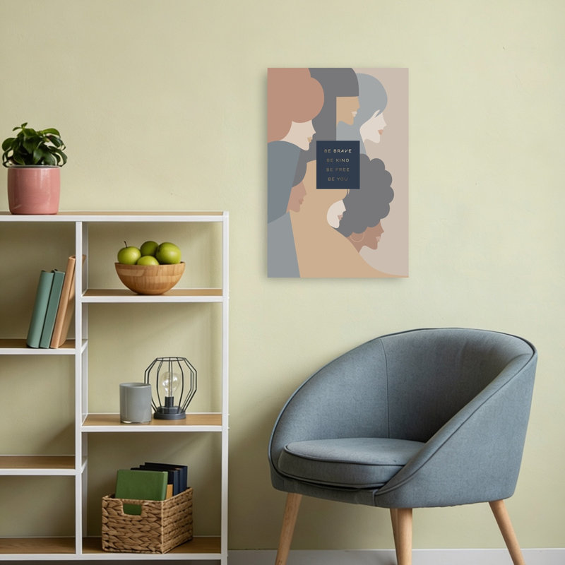 Empowering femelle profils abstraits, minimalistes, art mural moderne, H 24 po x l 16 po