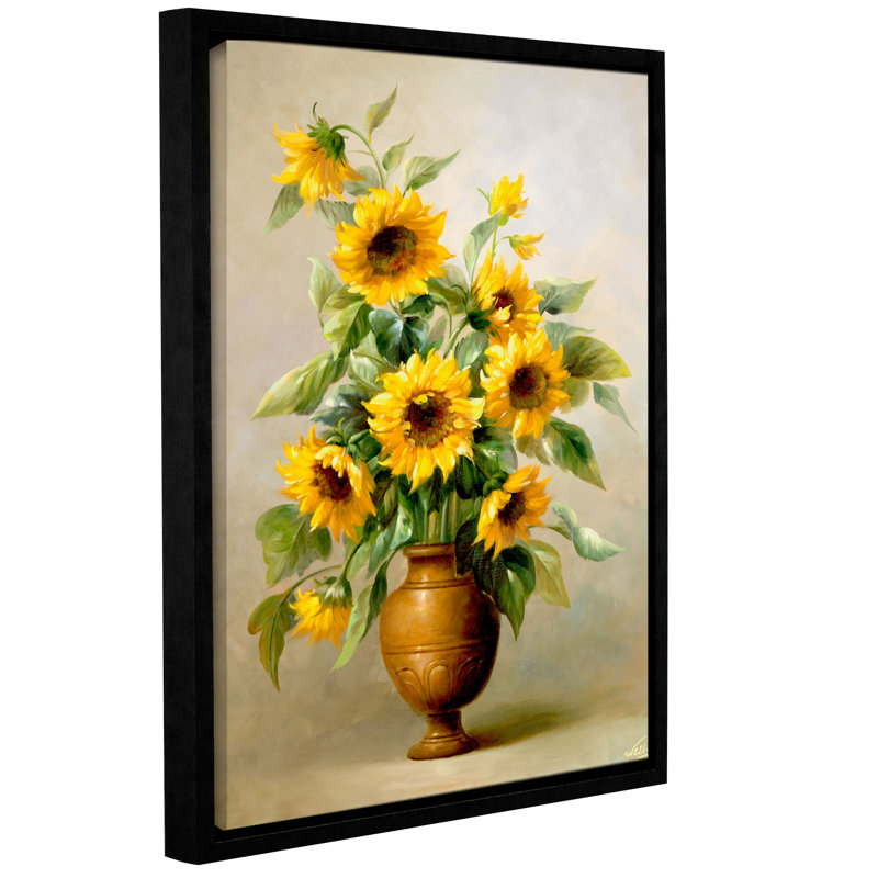 Tournesol en bronze I par 0 Welby - reproduction, H 18 po x l 14 po x P 2 po, Cadre noir
