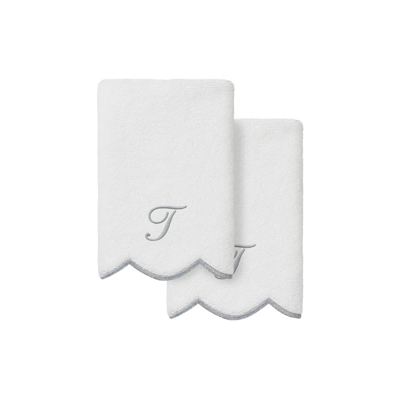 Ensemble de serviettes Linum Home Textiles 100% coton turc ADORNIA, T, Blanc / Gris, Ensemble de 2 serviettes à doigts