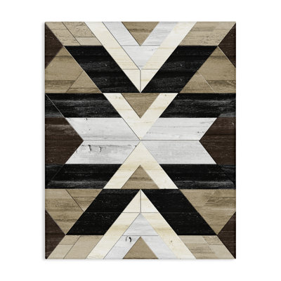 Rustic Linear Aztec Shapes Canvas Wall Art by Erica Billups