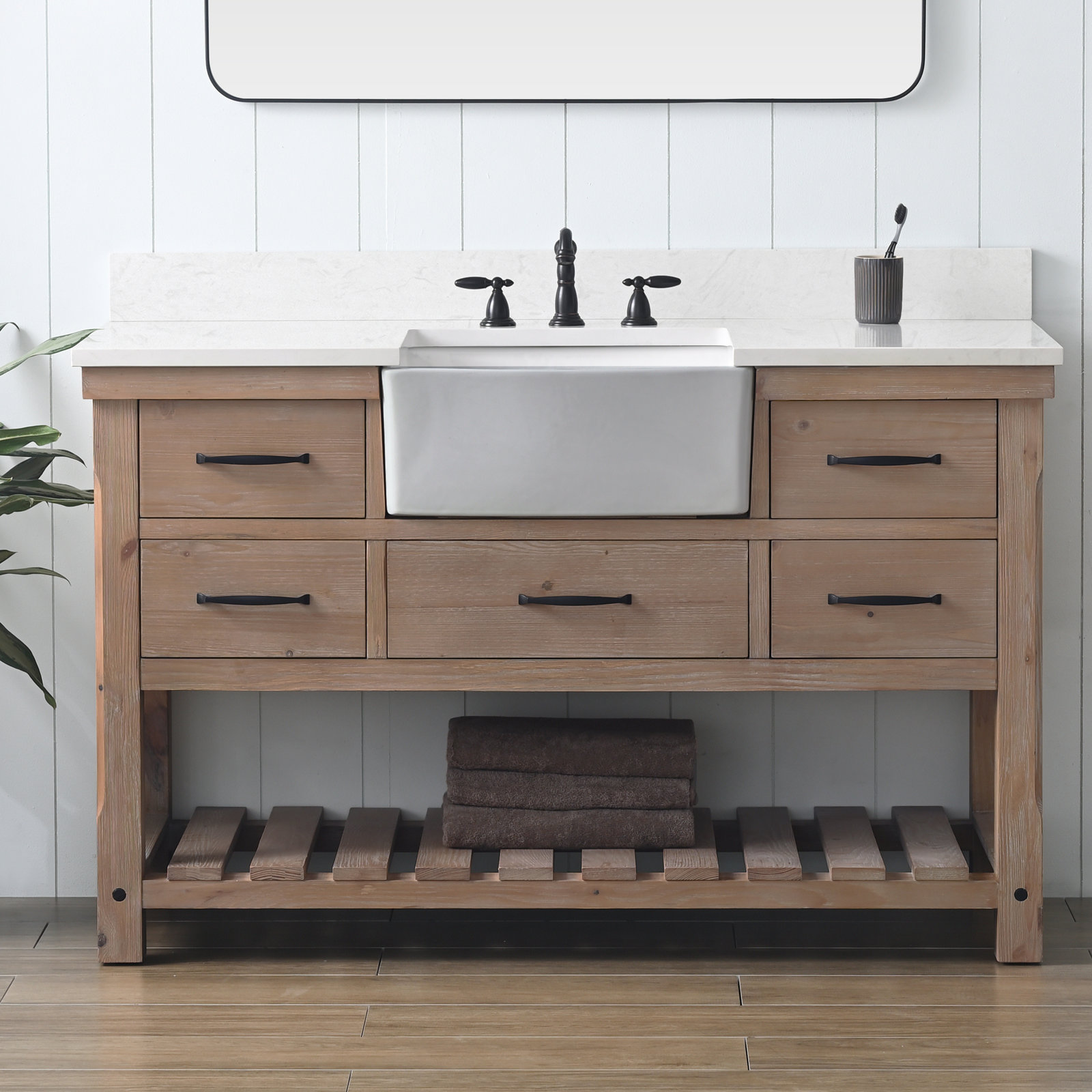 Curiel 54 " Single Bathroom Vanity, Weathered Natural/Matte Black
