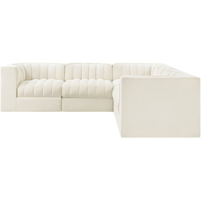 Demars Velvet Performance Fabric Upholstered 5Pc. Modular Sectional