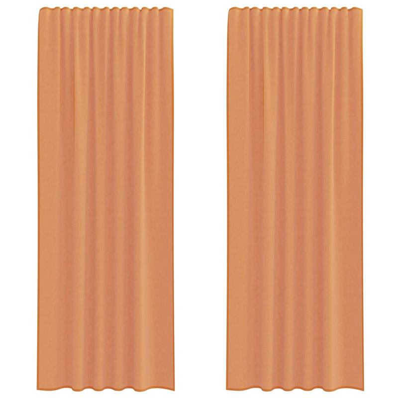 Voile Curtains With Tab Top 2 Pcs, 140cm Width x 260cm Drop, Terracotta