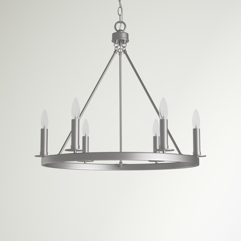 Lustre 6 lumières en nickel brossé, Nickel brossé