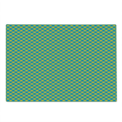Ambesonne Geometric Cutting Board Large Size Bicolour Design Gingham Mustard and Sky Blue