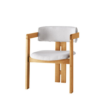 Modern Scandinavian Chair, Cream & Oak, 22.8 x 29.9 x 19.3 inches | 100% Wood Frame, Linen Fabric & Plywood Seat/Back | Max Weight Capacity: 408 lbs | Stylish and Comfortable for Home & Office Decor