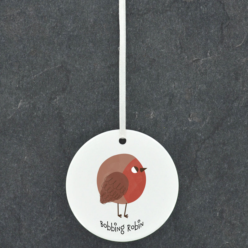 Sanson Robin Bobbing Robin Circle Shaped Ceramic Ornament
