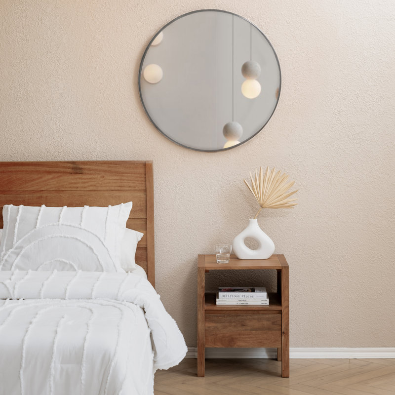 Nelson 30" Round Black Wall Mirror – Modern Metal Frame Accent Decorative Hanging Mirror for Bathroom Vanity, Entryway & Home Decor