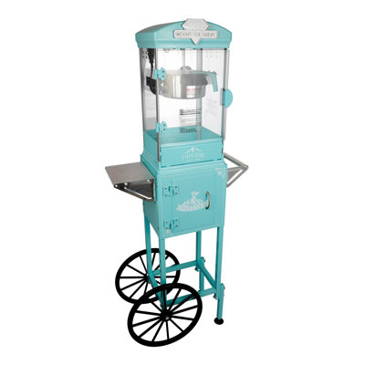 Machine à maïs soufflé à 10 onces avec roulettes, bouilloire en acier inoxydable pour 40 tasses de maïs soufflé, machine à maïs soufflé de style cinéma pour une soirée de football